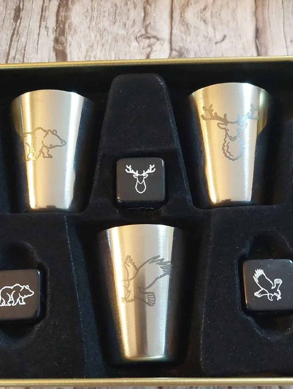 Campfire Shot Cup & Dice Game - Gold Stainless Steel Set